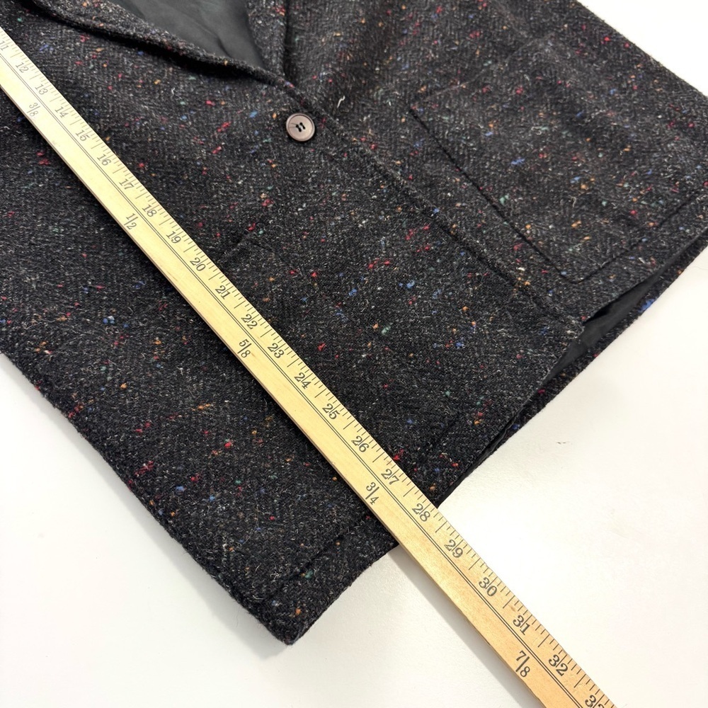 VINTAGE Savannah Women's M Wool Tweed Houndstooth Blazer Jacket Black Speckled - Picture 9 of 10